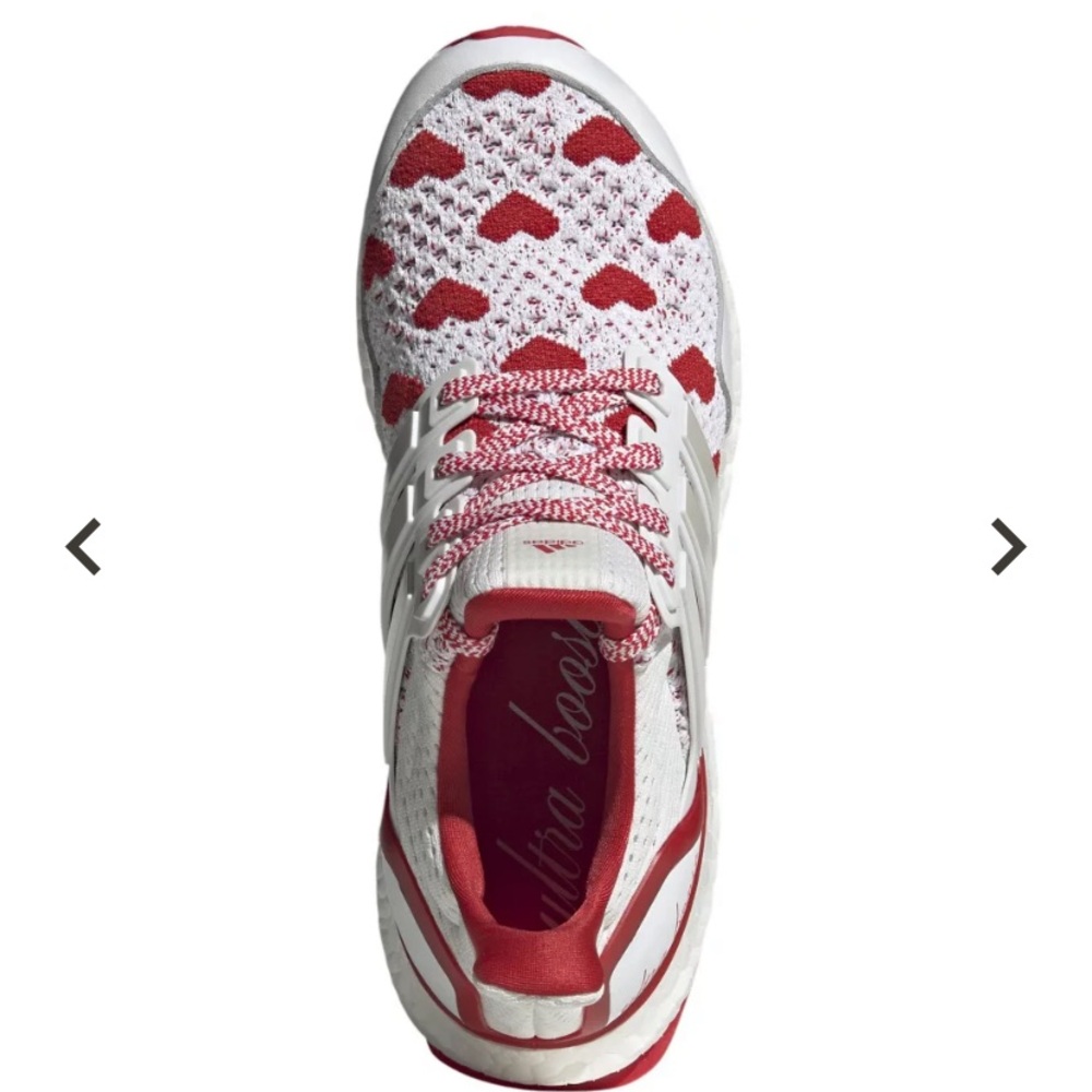 adidas Women’s White and Red Ultra Boost Heart Accent Sneakers - Picture 2 of 7